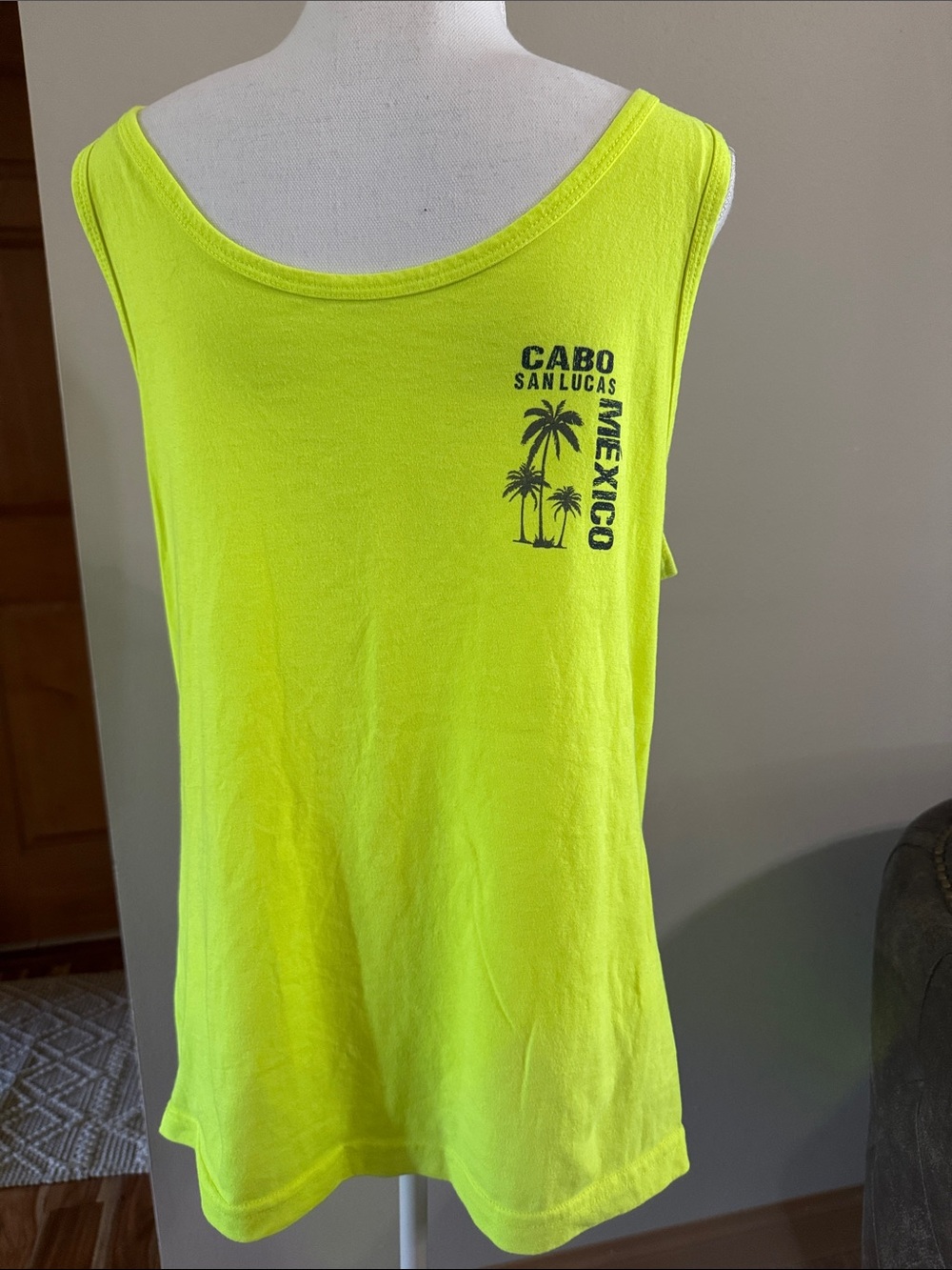 Men’s Cabo San Lucas Mexico Neon Yellow Tank  - Large